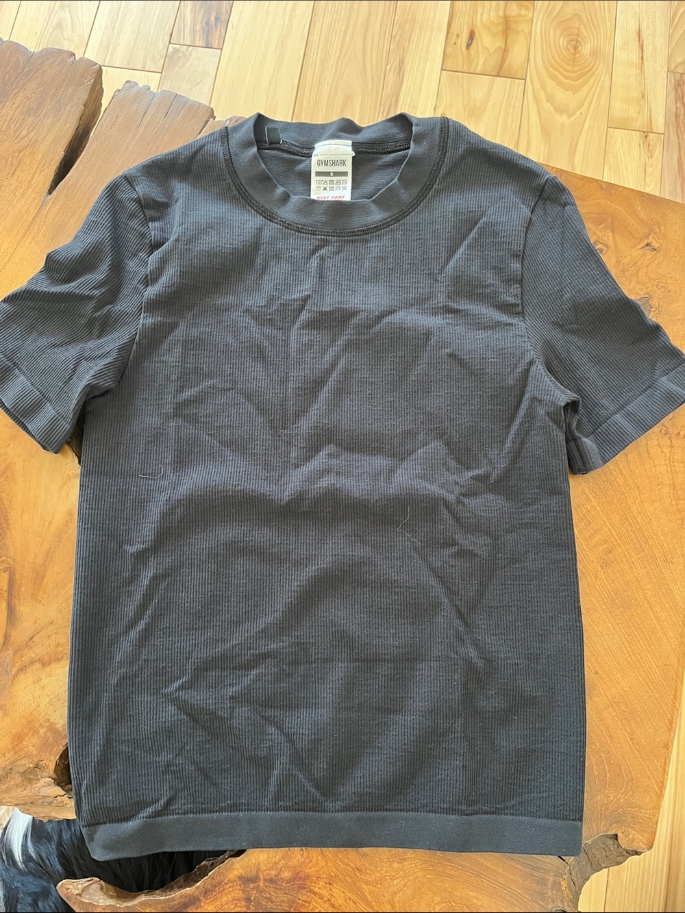 Gymshark Black Ribbed Crew Short Sleeve Tee